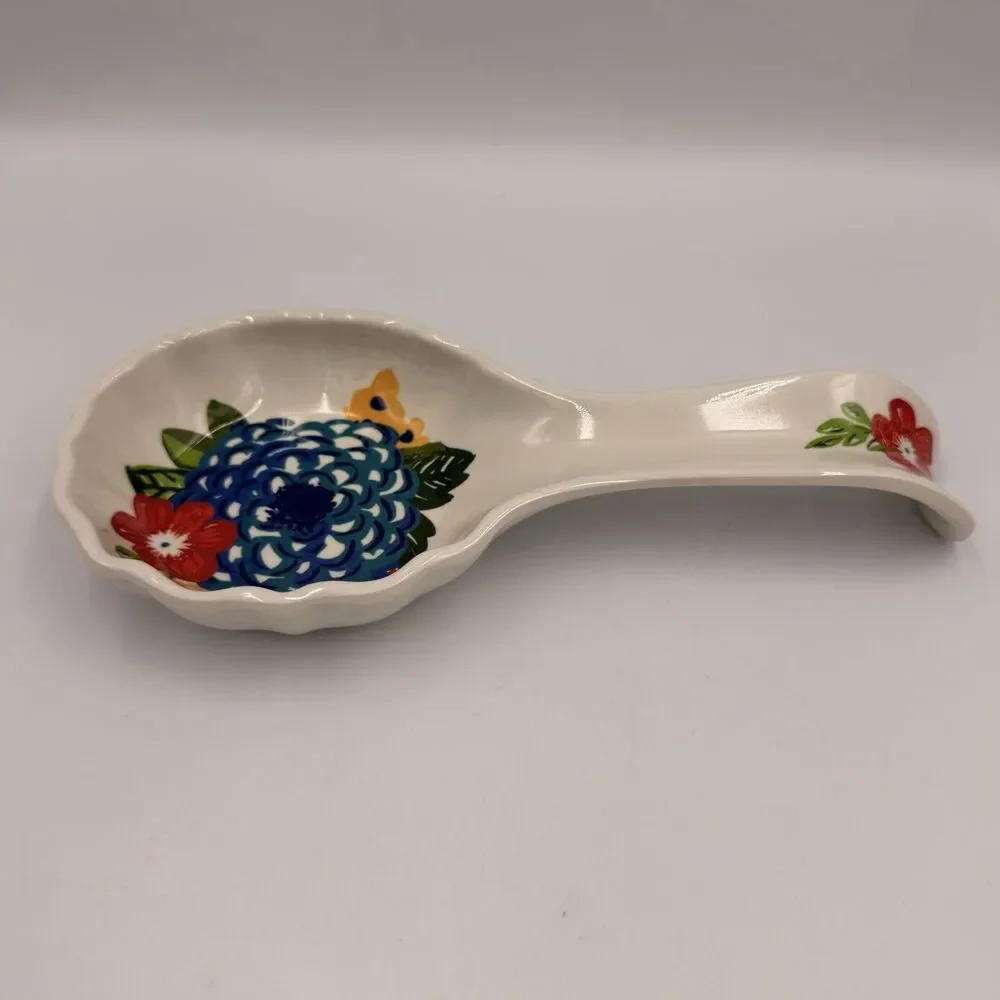 The Pioneer Woman Melamine Spoon Rest Dazzling Dahlias Floral Kitchen 8.5”
